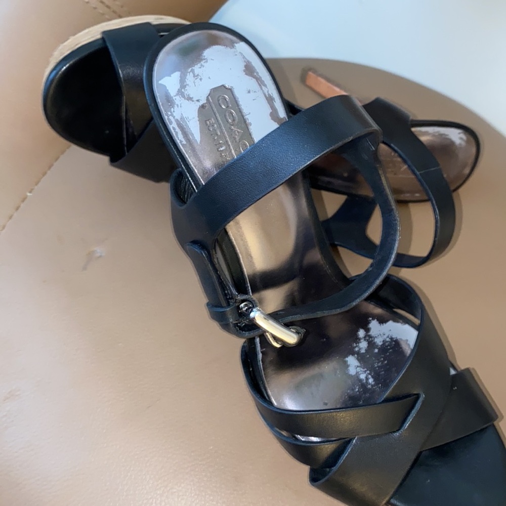 Black leather coach heels size 8 - Picture 6 of 8